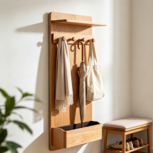 Wall Coat Rack with Shelf and Umbrella Base