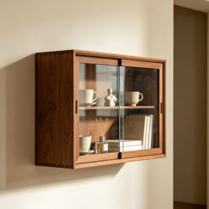 Small Wall Display Cabinet with Glass Front Door