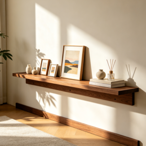 Wall Mounted Picture Ledge with Deep Bottom Rail