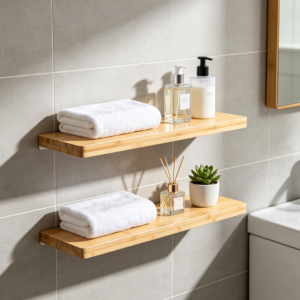 Two‑Tier Bamboo Wall Rack for Bathroom