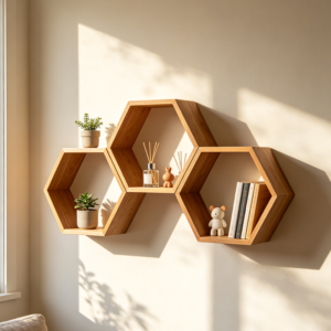 Hexagonal Honeycomb Wall Shelf Set of Three