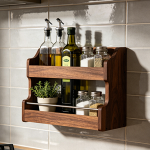 Kitchen Spice Rack with Safety Rail